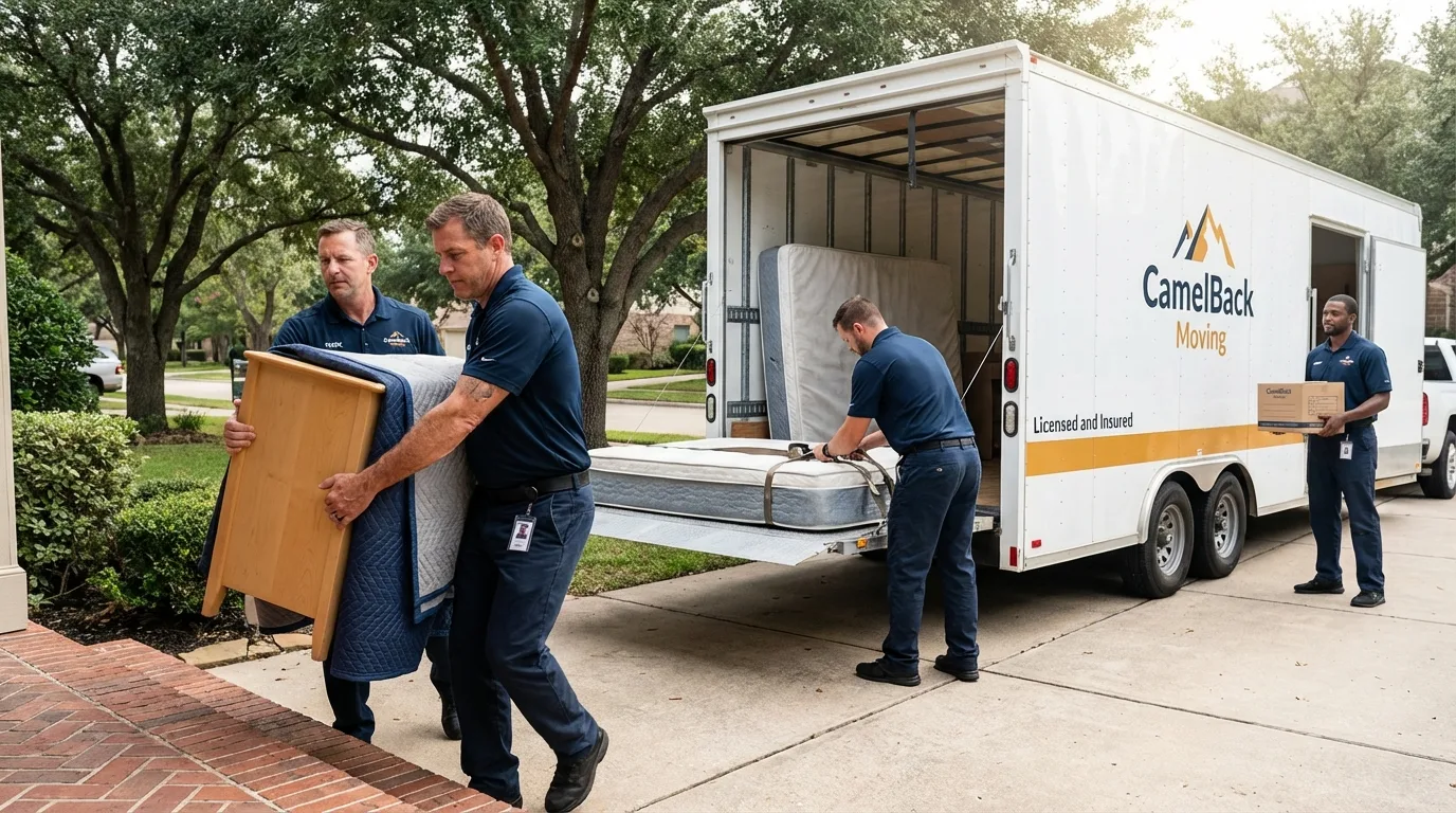 Crew loading residential truck for cross-state move from Montpelier, ID