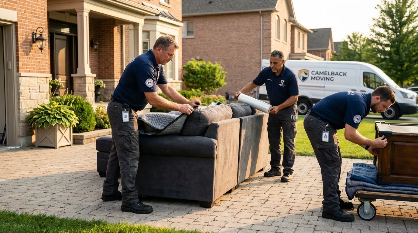 Large estate moving crew wrapping furniture in Montpelier, ID